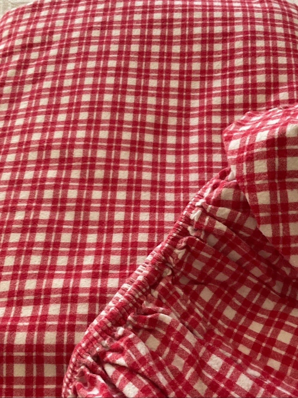 Pottery Barn Kids Red and White Plaid Cotton Twin sheets flat fitted - Picture 3 of 5